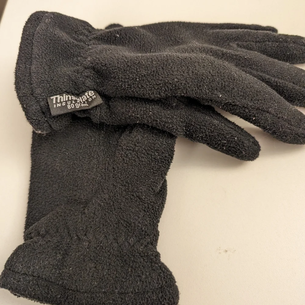 Black fleece Thinsulate fleece gloves Size M, Fuzzy, warm
